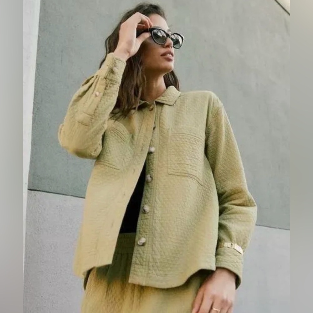 Madewell Diamond Jacquard Shirt-Jacket cotton shacket XXS 100% green